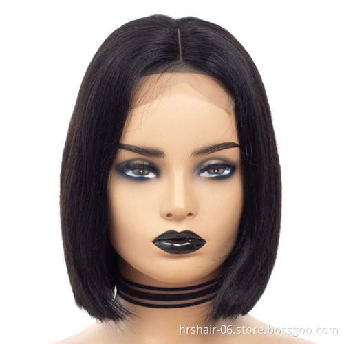 150% 180% 13*1 lace frontal bob wig Wholesale 100% sliky Raw Virgin Cuticle Aligned low price indian Human Hair